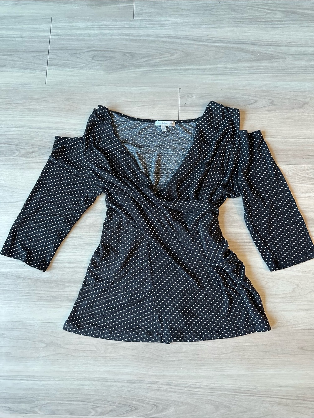Vintage Y2K Charlotte Russe Cold Shoulder Polka Dot Top Black/White Large